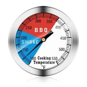 BBQ Thermometer Gauge – Charcoal Grill Pit Smoker Temp Gauge Grill Thermometer with Fahrenheit and Heat Indicator (1 Pack)