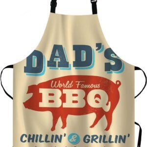 EKOBLA Dad’s BBQ Aprons Chillin Grillin Stand Back Dad’s Cooking Pig Barbecue Advertising Waterproof Resistant Chef Cooking Kitchen BBQ Adjustable Aprons for Women Men 27×31 Inch
