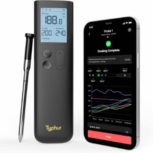 Sync Wireless Bluetooth Smart Meat Thermometer with WiFi | Standalone Base and Control | Unlimited Range | Enhanced 10X Signal for Improved Stability | NIST Certified Accuracy | BBQ Oven Smoker Grill