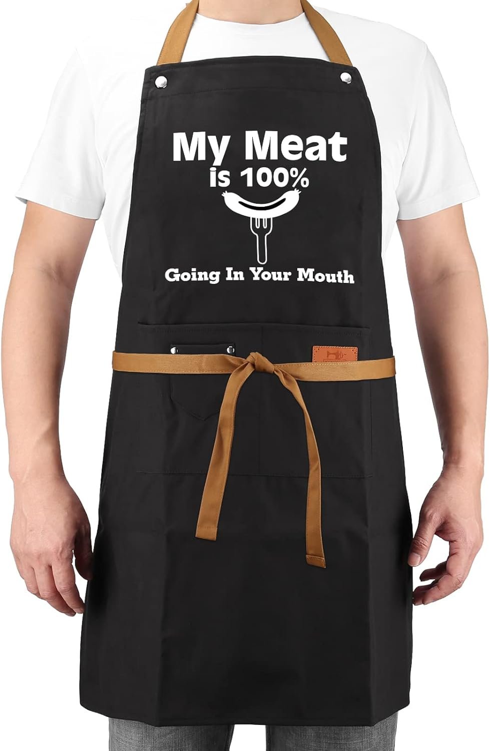 Gifts for Boyfriend, Husband Gifts from Wife, Fathers Day, Birthday Gifts for Men, Naughty Gifts for Him, Anniversary Mens Funny Gifts Gag Gifts - Kitchen Chef Apron w Pockets - Image 5