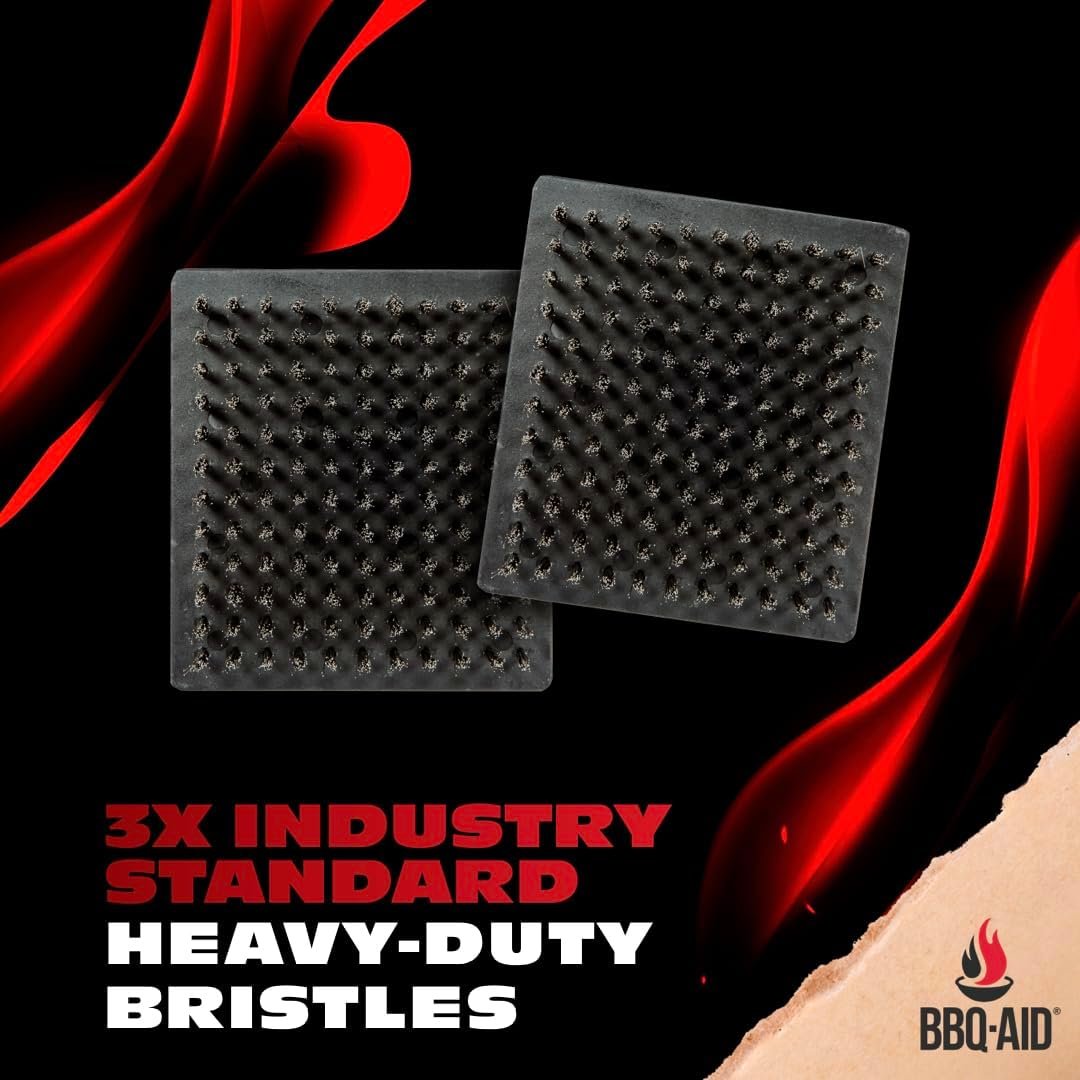 BBQ-Aid Grill Brush and Scraper for Barbecue – Grill Brush for Outdoor Grill with Extended, Large Wooden Handle and Replaceable Stainless Steel Bristles Head –No Scratch- BBQ Grill Brush for Any Grill - Image 3