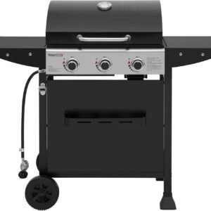Royal Gourmet GH3001H 3-Burner Propane Gas Grill with Warming Rack, Outdoor BBQ Grill with 30,000 BTUs Output & 496 Sq. In. Grilling Area for Patio, Backyard and Balcony, Black