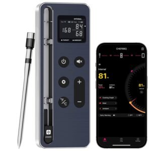 Bluetooth Meat Thermometer Digital – Wireless Smart Digital Meat Thermometer for Grilling, BBQ, Oven, Smoker, Air Fryer, and Kitchen – Perfect for Steak, Chicken, Turkey – App with Delicious Recipes