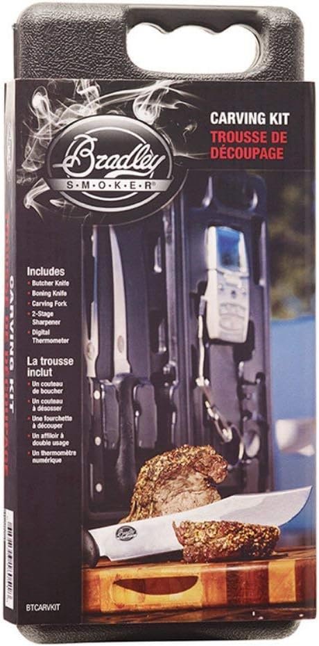 Bradley Smoker Carving Tools Set, 5-In-1 Carving Kit With Knives, Fork, Sharpener and Thermometer - Image 4