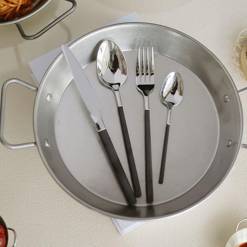 Luxury 304 Stainless Steel Cutlery Set - Heavy Duty Silverware with Wheat Ears Relief Carving - 4-Piece Knife Fork Spoon Set for Weddings, Parties, and Restaurants (Black) - Image 6