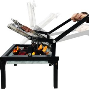 Folding Barbecue Grill, Portable Charcoal Grill with 360 Degree Rotating Cooking Grille, Cooking Grill with Adjustable Tray, Suitable for Outdoor Camping Picnicking Backyard Garden Parties