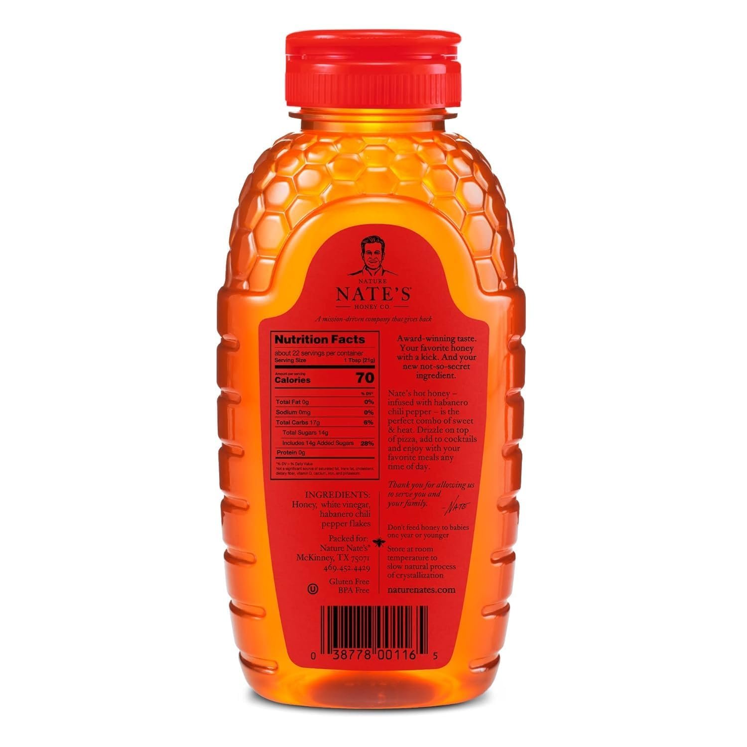Nate's Hot Honey - 100% Pure Honey Infused with Habanero Chili Pepper Flakes, Award-winning Taste - 16 oz Squeeze Bottle - Image 6