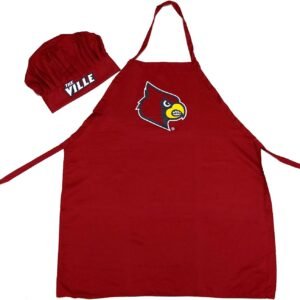 Pro Specialties Group NCAA Louisville Cardinals Mens Chef Hat & Apron, Full Color Team Logo, One Size