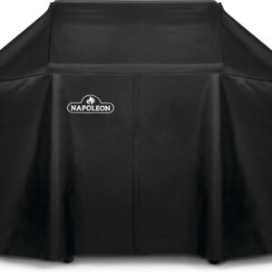 Napoleon BBQ Grill Cover for Prestige PRO 500 and Prestige 500 – Black BBQ Cover, Water Resistant, UV Protected, Air Vents, Velcro Closure, Hanging Loops, Adjustable Buckled Straps To Secure Cover