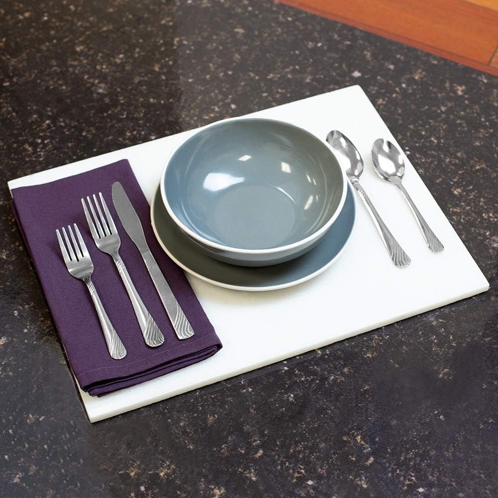 Home Basics, El River Stainless Steel Silverware Flatware Cutlery Dinner, Elegant Mirrored Finish Utensils Service for 4 Includes Knife/Fork, 20 Pieces Set, Silver - Image 4