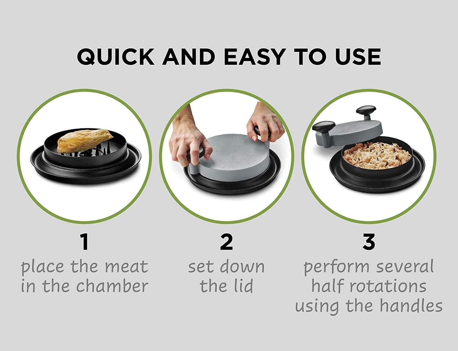 AHILAS Chicken Shredder Shred Machine, Alternative to Bear Claws Meat Shredder for Pulled Pork Red Beef and Chicken (Gray) - Image 2