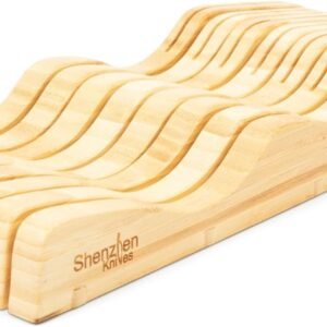 X-Large In-Drawer Bamboo Knife Block: 15 Slot (Holds 12-15 Knives) Empty Wooden Knife Holder for Kitchen Drawers – Cutlery Tray Organizer & Storage