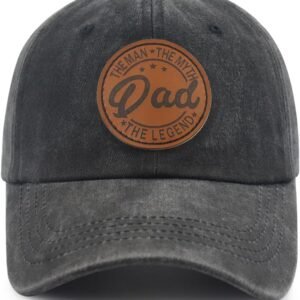 Dad The Man The Myth The Legend Hat for Men, Funny Adjustable Cotton Leather Patch Papa Baseball Cap