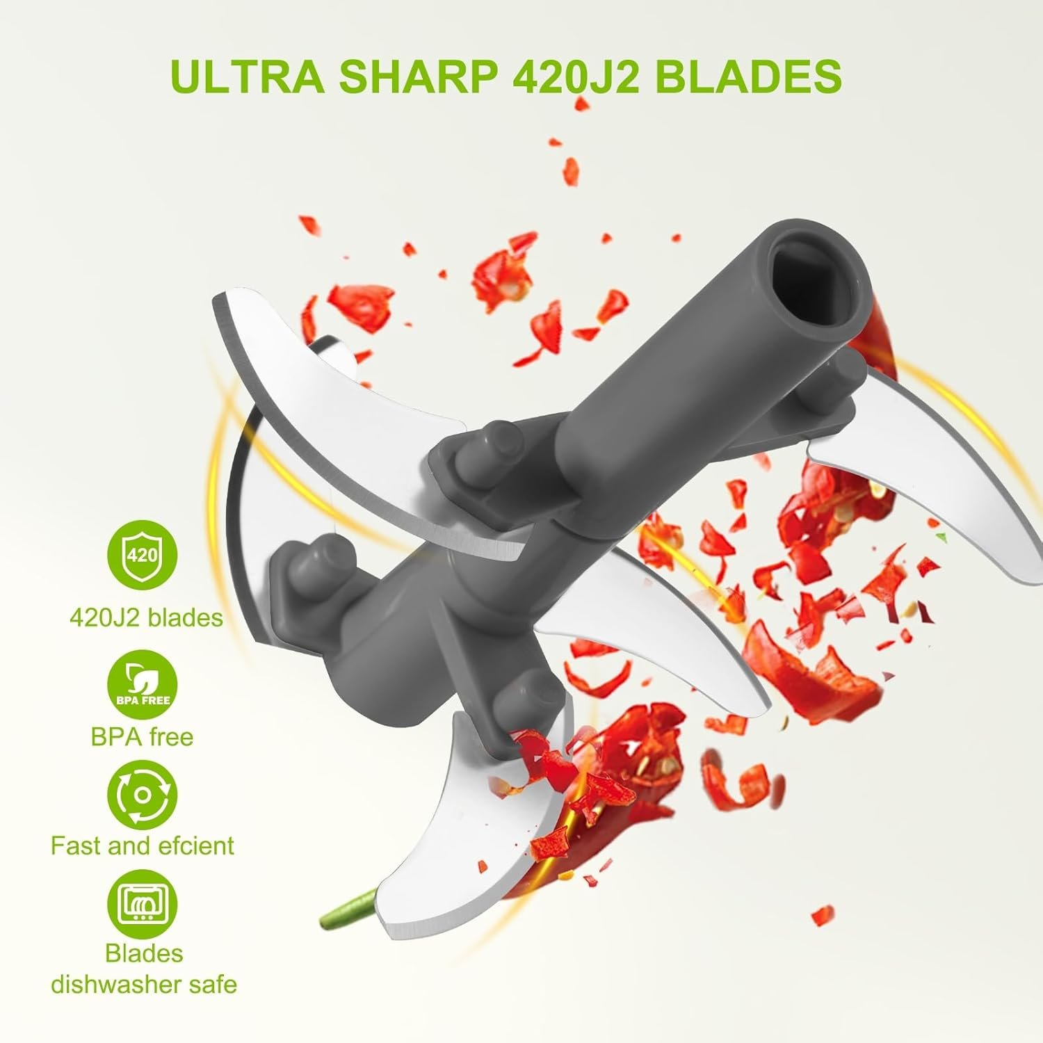 Manual Food Processor Vegetable Chopper, Portable Hand Pull String Garlic Mincer Onion Cutter for Veggies, Ginger, Fruits, Nuts, Herbs, etc., 900ml-Gray - Image 5