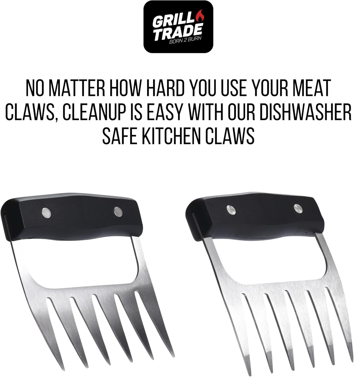 Grill Trade Metal Meat Claws - 1x4x4-Inch Bear Shredder Puller Tool for Shredding Pulled Pork, Chicken, Turkey, Beef - Non-Slip Grip Barbecue, Grilling Accessories for Kitchen or BBQ Party - Black - Image 4