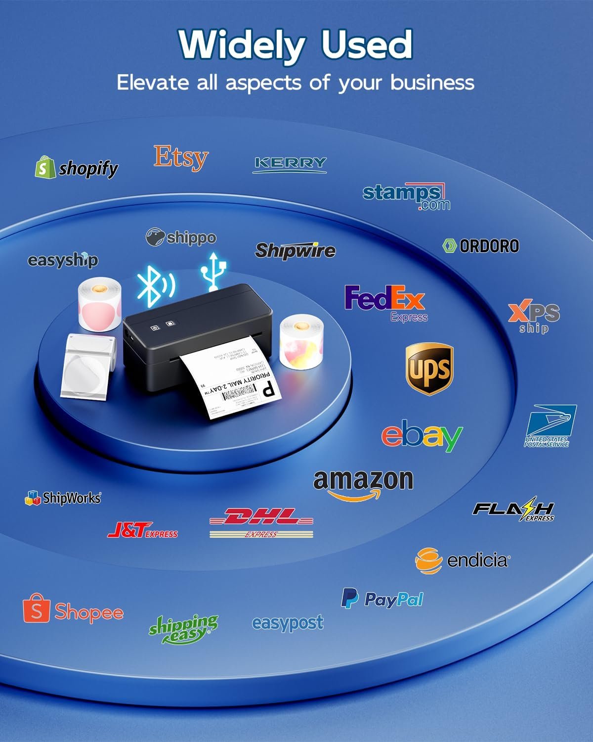 Bluetooth Thermal Shipping Label Printer, 4x6 Thermal Label Printer for Small Business, 2410BT Wireless Label Printers Compatible with iOS Android Phone&Pad&PC, Widely Used for Ebay, USPS, FedEx, etc - Image 5