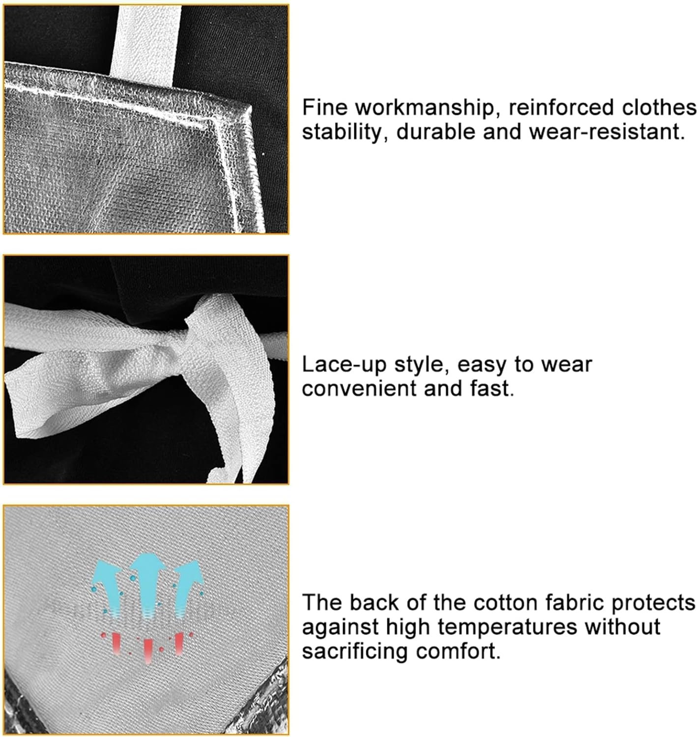 Ejoyous Heat Resistant Apron, Aluminum Foil Apron 1000°C High Temperature Workshop Flame Resistant Working Welding Aprons for Kitchen Cooking BBQ Grilling - Image 3