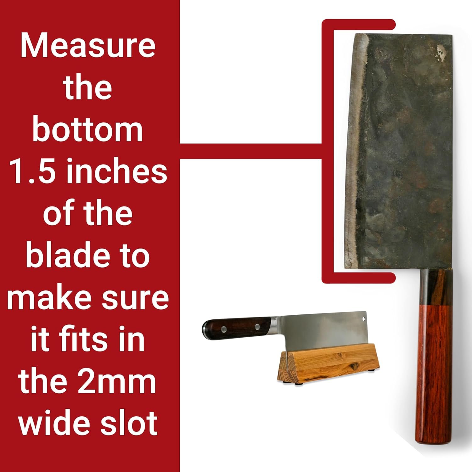 Cleaver Stand | 8.25-inch wood vegetable cleaver knife storage block (Teak, 2mm) - Image 3