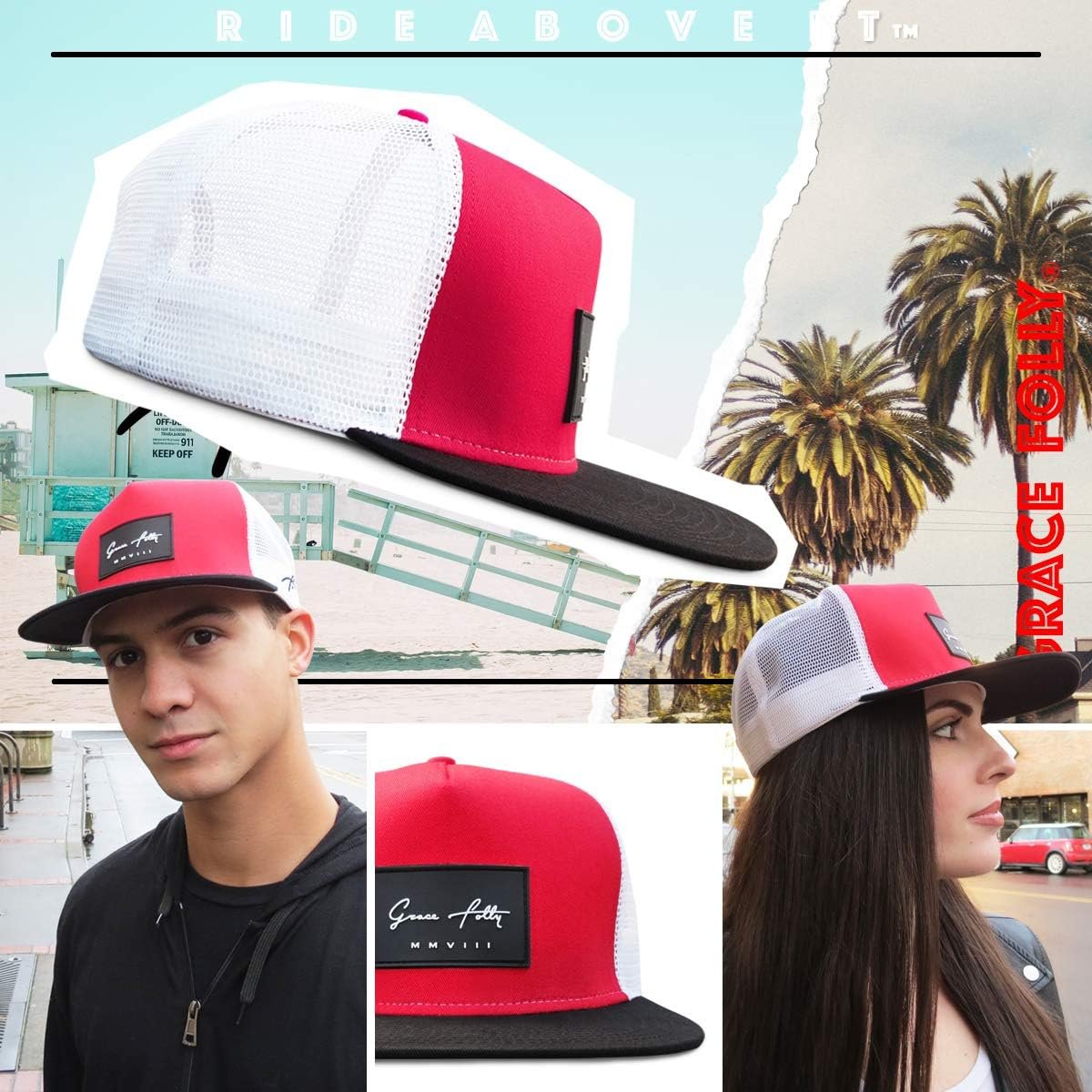 Grace Folly Trucker Hat for Men & Women. Snapback Mesh Caps - Image 6