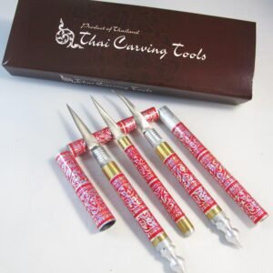 Set 3 Thai Fruit and SOAP Carving Knife Knives Brass Handmade RED Color