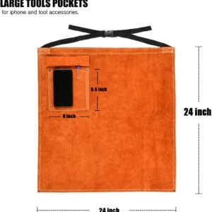 QeeLink Welding Waist Apron with Pocket 24″ X 25″ Leather Wasit Tools Apron for Men and Women