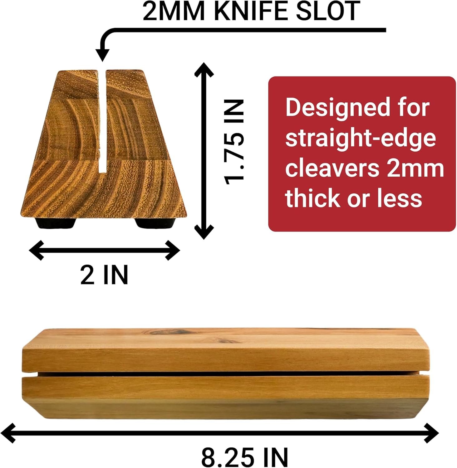 Cleaver Stand | 8.25-inch wood vegetable cleaver knife storage block (Teak, 2mm) - Image 2
