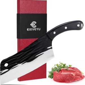 Butcher Knife Forged Chef Meat Cleaver Kitchen Knife for Meat Cutting Slicing Knife Serbian Chef Knife,with Wood Handle and Gift Packaging