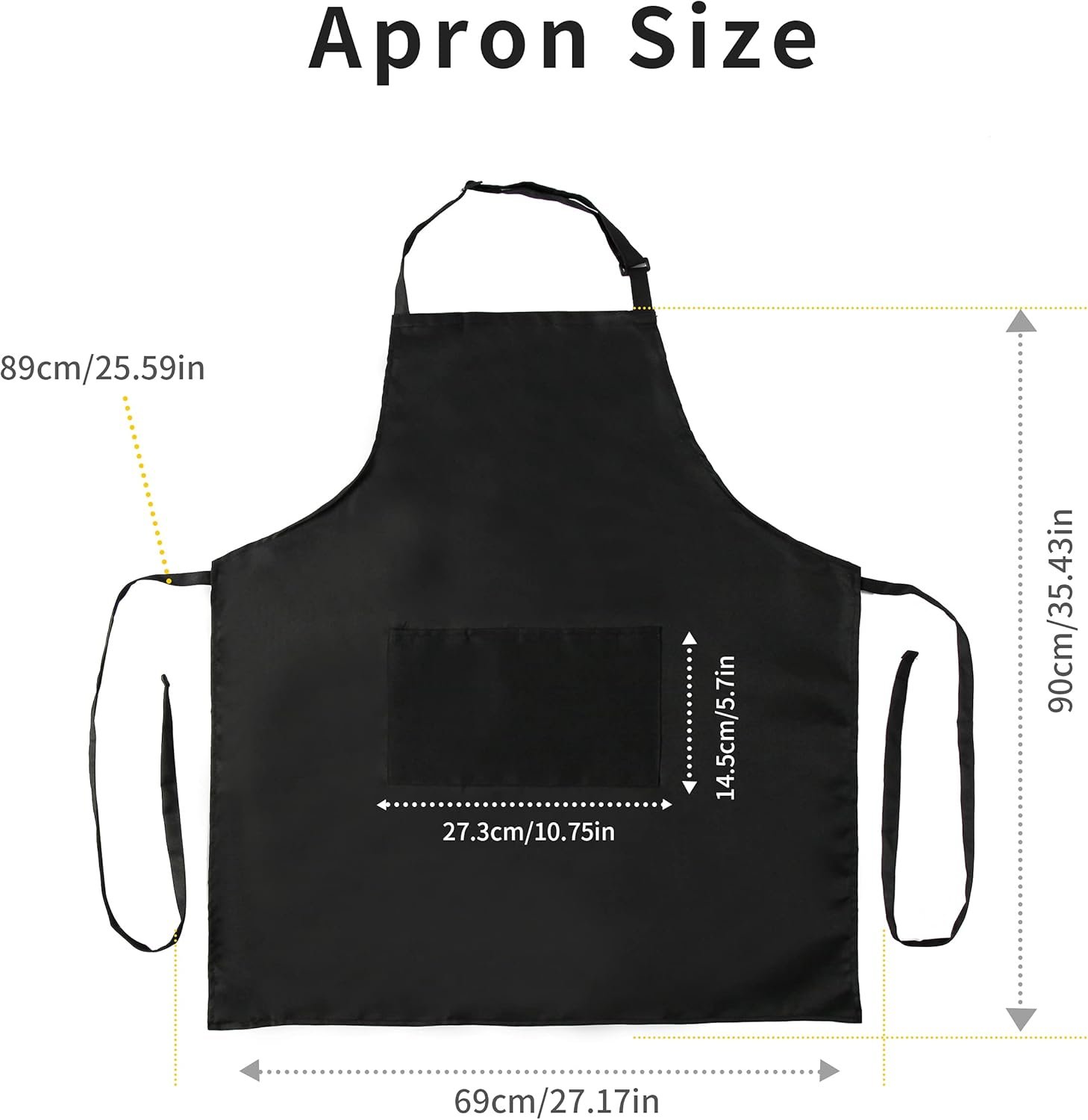 Tosewever 2 Pack Adjustable Bib Apron, Waterdrop Resistant Aprons with 2 Pockets Cooking Kitchen Restaurant Aprons for Women Men Chef, BBQ Drawing Crafting Outdoors (Polyester-Black, 2) - Image 7