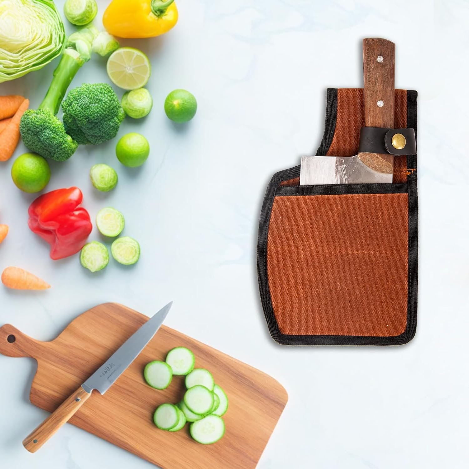 Cleaver Sheath,Universal Wide Knife Protectors,Durable Butcher Chef Knife Edge Guards,Heavy Duty Cleaver Covers Cleavers Sleeve Holds Your Meat Cleavers Up To 10”Long And 5”Width (Coffee) - Image 3