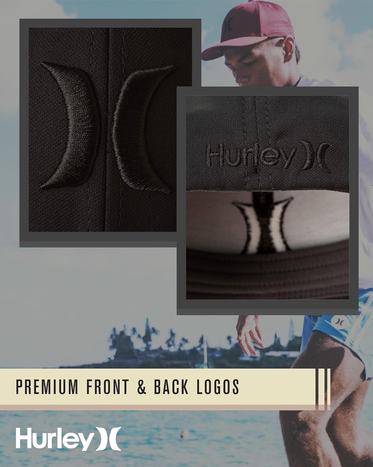 Hurley Mens Baseball Cap - Curved Brim Flexfit Fitted Hats for Men (Sizes: S-XL) - Image 6