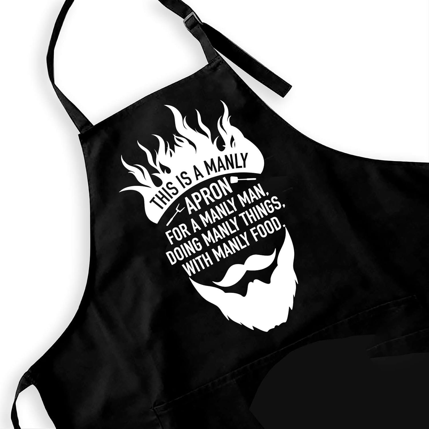 Funny Aprons Black Kitchen Chef Apron, 2 Pockets Adjustable Neck Strap for Cooking Baking BBQ Birthday Gifts