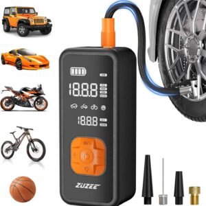 Tire Inflator Portable Air Compressor – 4X Faster Inflation, 150PSI Air Pump for Car Tires with Digital Pressure Gauge/LED Light, 20000mAh Portable Tire Inflator for Car, Moto, Bike, Ball, etc