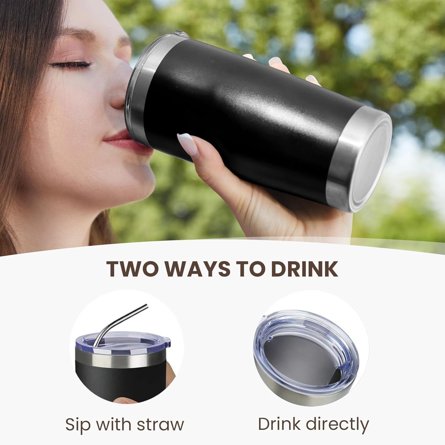 MEWAY 20oz Tumbler 8 Pack Double Wall Vacuum Insulated Travel Mug Bulk, Stainless Steel Tumblers with Lid and Straw, Durable Powder Coated Coffee Cups for Cold & Hot Drinks (Black, 8) - Image 3