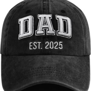 SHANVANKE Funny Dad Est 2025 Hat for Men, Adjustable Cotton 3D Embroidered Daddy Baseball Cap