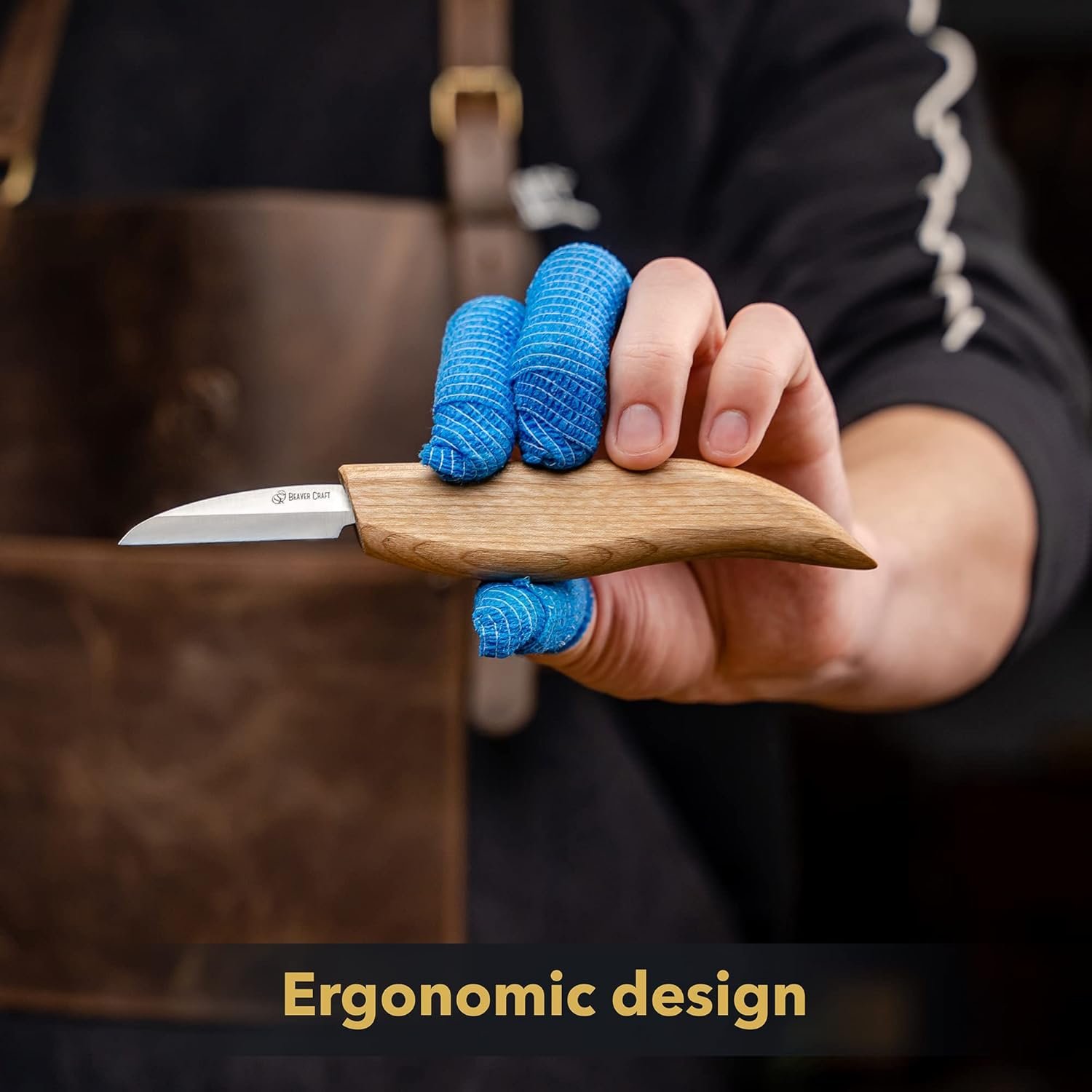 BeaverCraft Wood Carving Knife Kit S15 Whittling Kit for Beginners, Kids - Wood Carving Tools Set with Detail Chip Knife Sloyd Whittling Knives & Leather Strop, Polishing Compound and Tutorials - Image 6