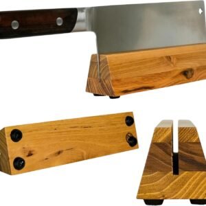 Cleaver Stand | 8.25-inch wood meat cleaver knife storage block (Teak, 4mm)