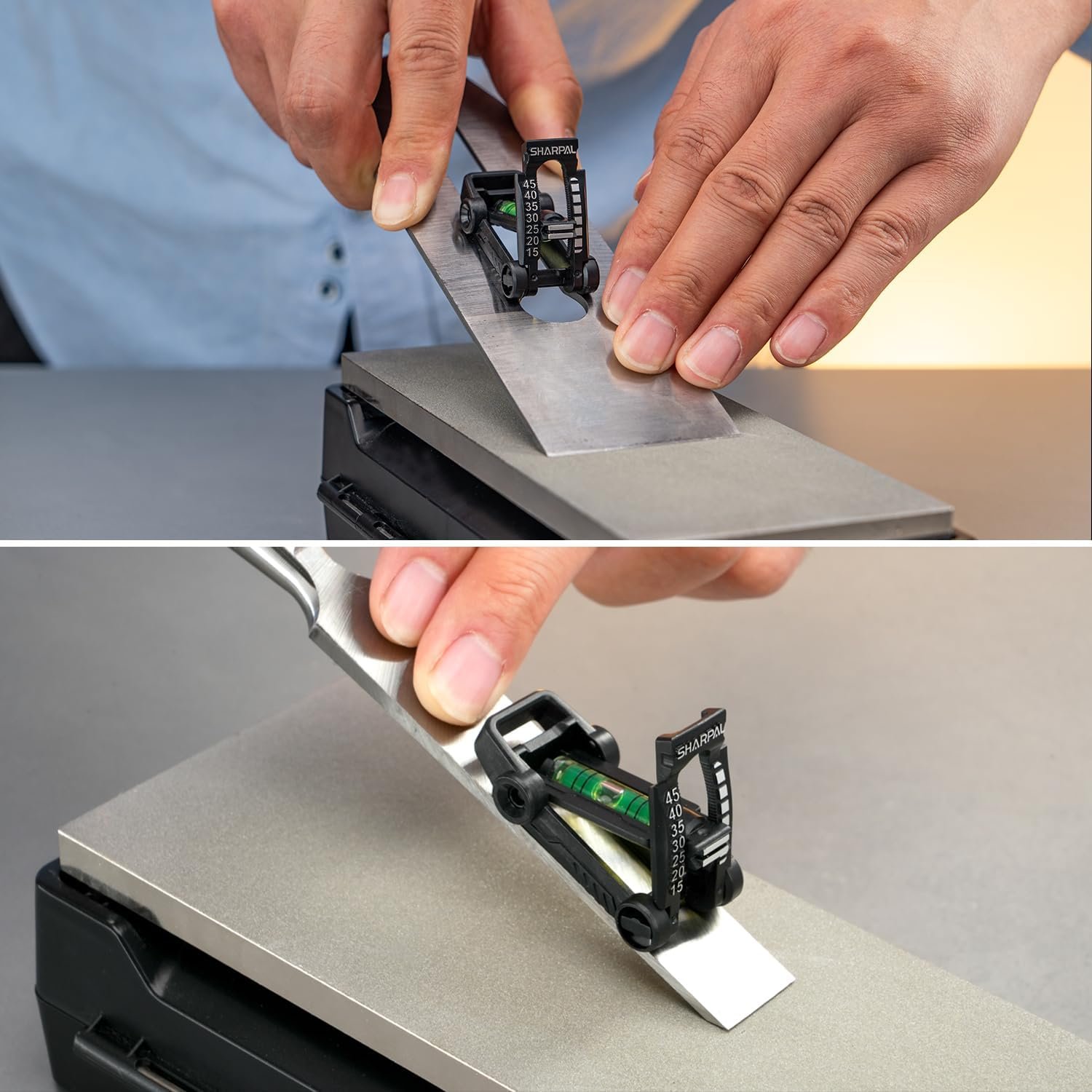 SHARPAL 194H Whetstone Knife Blade Sharpener Sharpening Stone Angle Guide, Chisel/Plane Iron Blade Honing Guide, Knife Edge Angle Finder, Knife Sharpening Trainer (Angle from 15° to 45°) - Image 6