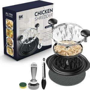 Chicken Shredder, Visible Chicken Shredder Tool Twist, 5 Pcs Meat Grinder Tool, Pulled Pork & Meat Grinder, with Ergonomic Handle, Multi-Purpose Soap Dispenser Brush & 10 in Tong, BPA Free (Black)