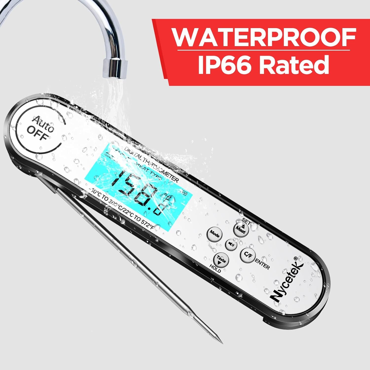 Nycetek Digital Cooking Thermometer, Accurate & Waterproof Instant Read Meat Thermometer with Backlit, Calibration, Probe, Food Thermometer for Kitchen, Grilling, Candy, BBQ, Oil Fry, Baking - Image 5