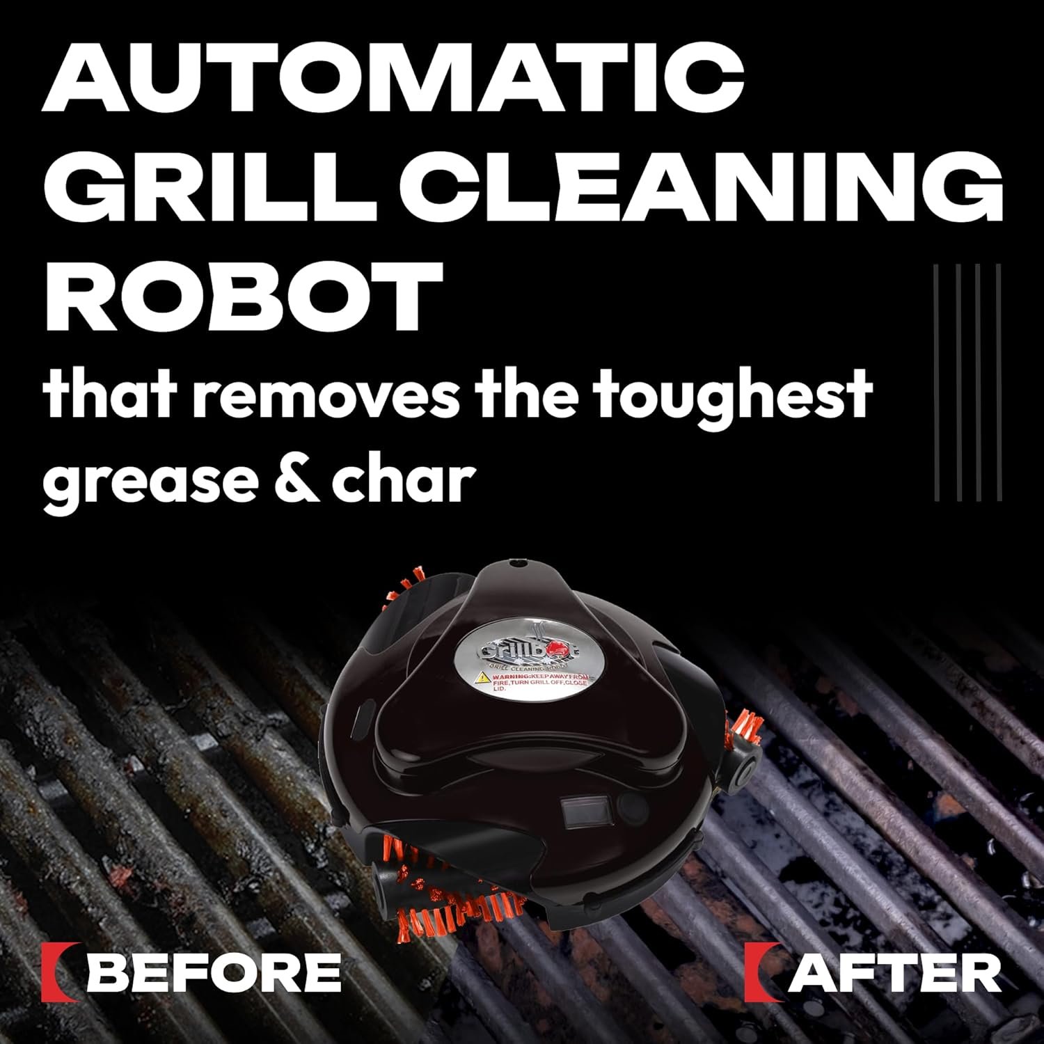 Grillbot Automatic Grill Cleaning Robot with Nylon Brushes, BBQ Grill Cleaner, Grill Brush, Grill Scraper, BBQ Accessories (Black Grillbot + Carry Case) - Image 3