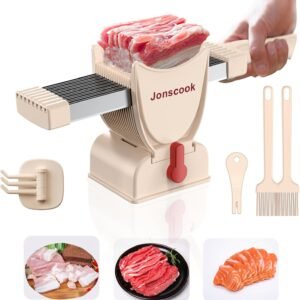 Fresh Meat Slicer, Adjustable Thickness 2mm or 4mm, Manual Fresh Meat Cutter, Meat Cleavers -Pink