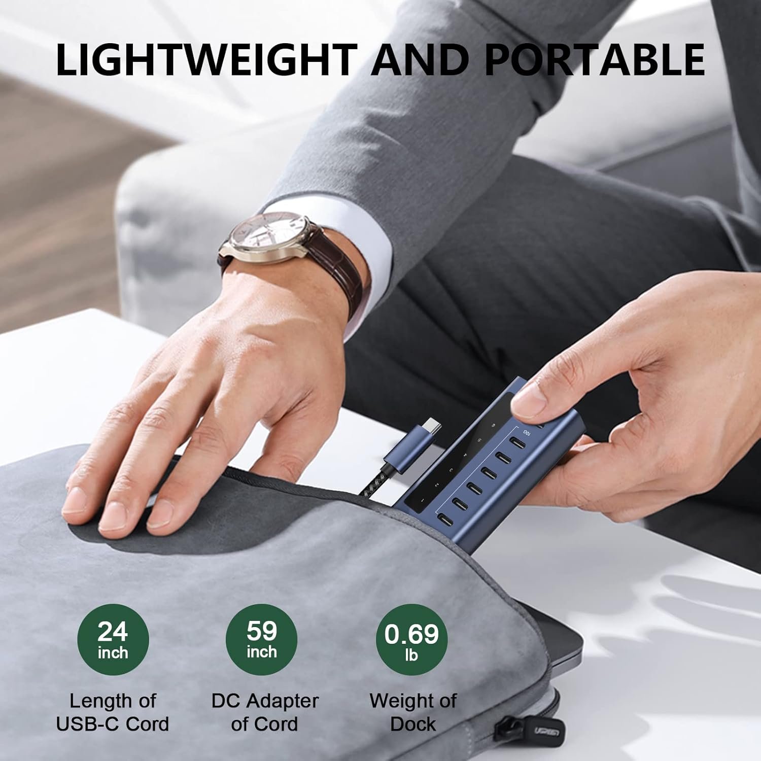 Minisopuru Powered USB C Hub, 7 in 1 USB-C Hub Support 10Gbps Data & 20W Charging, USBC Hub Powered Multiport Adapter for MacBook Pro/Air, iMac,iPad, Phone, Surface, Dell, etc.(Not Support Video) - Image 6