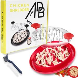 Chicken Shredder, Meat Shredder Twist Tool, 11″ Large Chicken Breast Shredding Tool Twist with Non-Skid Base, Ergonomic Handle, Dishwasher Safe, BPA Free, Suitable for Pulled Pork Beef Chicken, Red