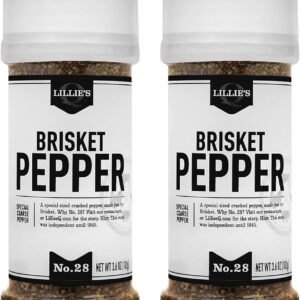 Lillie’s Q – Brisket Pepper BBQ Rub, Cracked Pepper BBQ Rub, Traditional Texas-Style Brisket Barbeque Rub, Large Pepper Grind Size, Perfect Barbeque Seasoning for Brisket, Beef, Lamb (3.6 oz, 2-Pack)