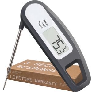 Lavatools Javelin® Ultra-Fast 2-Second Digital Instant Read Meat Thermometer for Grill and Cooking, 2.75″ Probe, Compact Foldable Design, Large Display, IP65 Water Resistant, NSF Certified – Sesame
