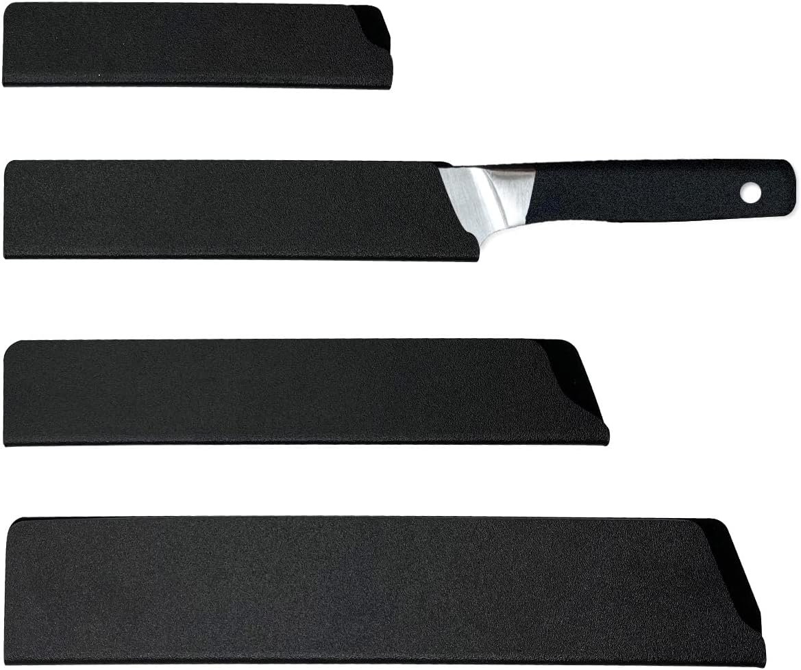 Universal Knife Edge Guards Set, Non-Scratch Felt Lining Kitchen Knives Covers,Universal Blade Edge Cover Guards for Chef Knives, Protect More Durable on Your Blades(4Pcs)- Knives Not Included