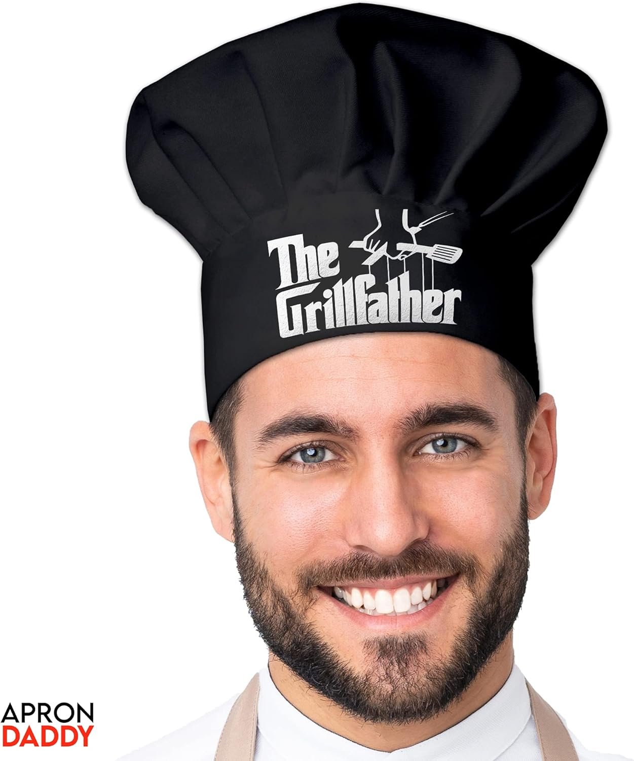Chef Hat for Men - The Grillfather - Adjustable Funny Kitchen Cooking Hat for Dad Black - Image 3