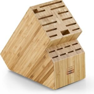 Cooks Standard Bamboo Knife Storage Block without Knives, 20 Slot Universal Knife Holder Countertop Butcher Block Knife Stand for Easy Kitchen Storage