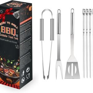 7pcs Barbecue Grill Utensils Set, Stainless Steel BBQ Tools for Outdoor Grill, Professional BBQ Accessories for Outdoor Grill, Grilling Gifts for Men, Dad, BBQ Lovers