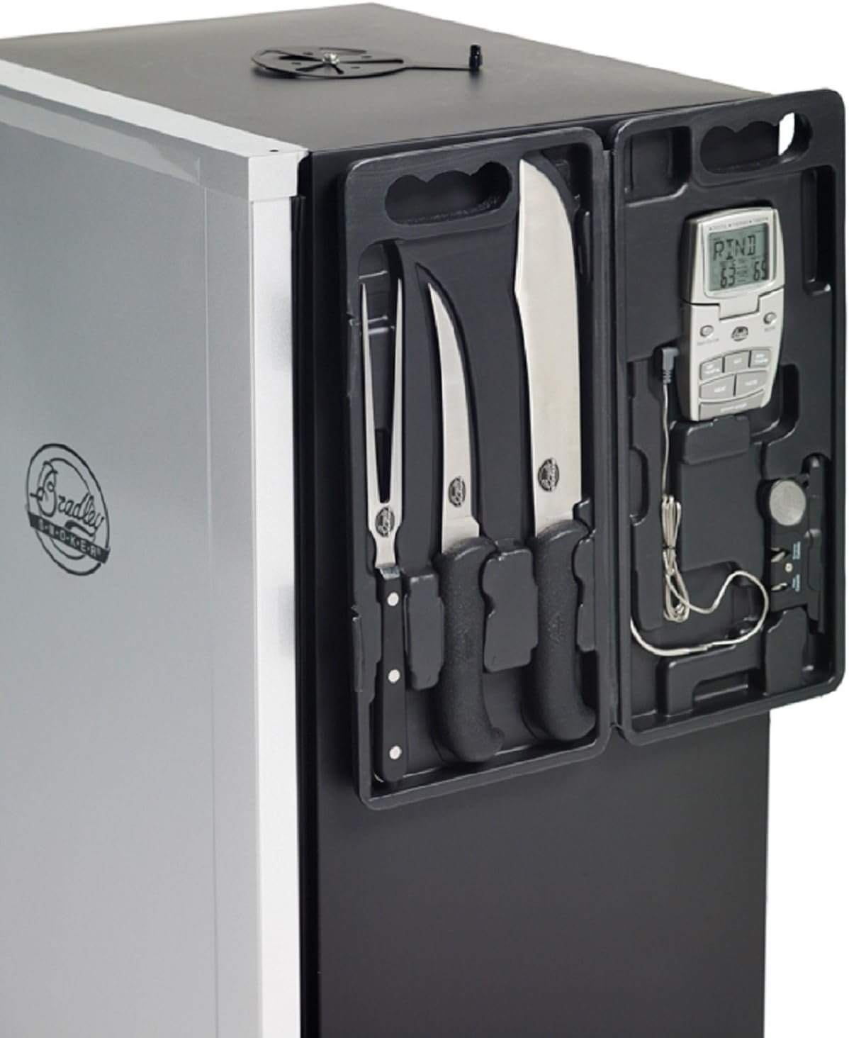 Bradley Smoker Carving Tools Set, 5-In-1 Carving Kit With Knives, Fork, Sharpener and Thermometer - Image 3